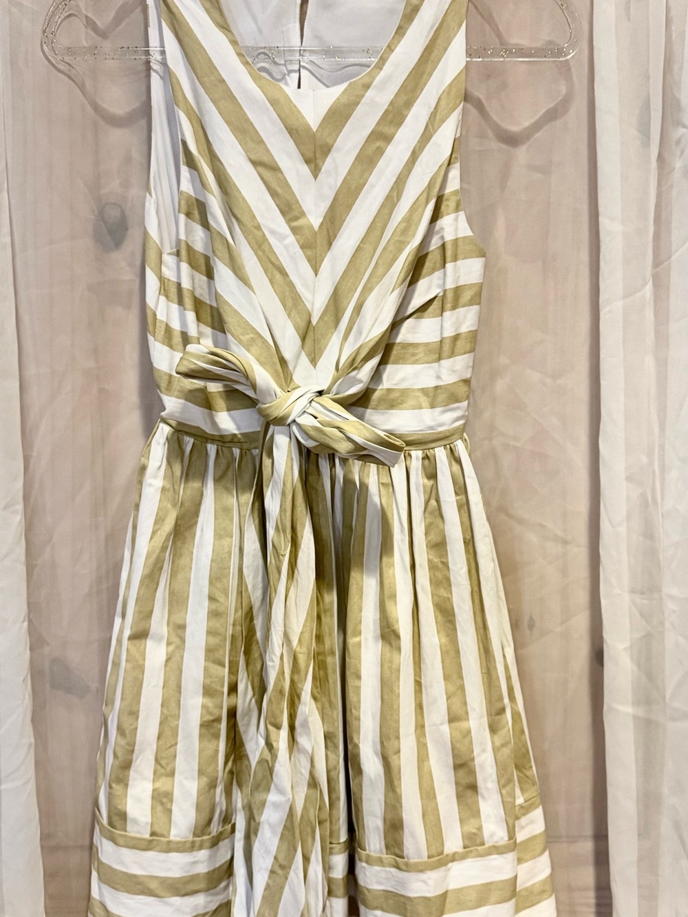 Talula Striped Tie-Front Mini Dress in Olive and White